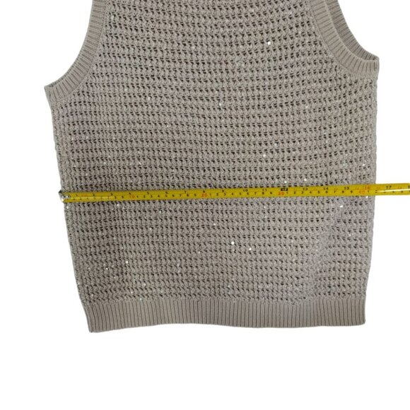 Elegant knitted blouse with small sequins for women, Size M, Light brown color - Picture 4 of 4